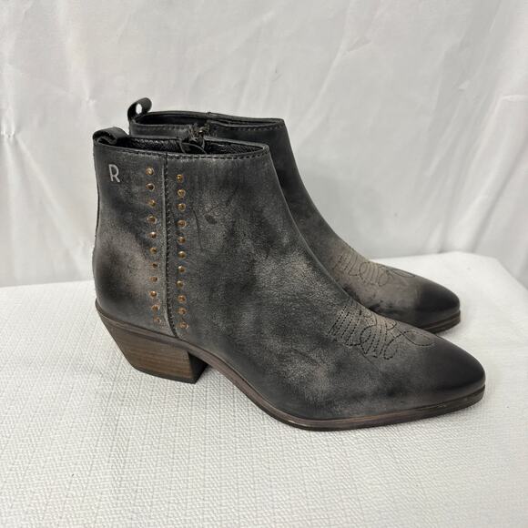 Roan by Bed Stu Ville Ankle Boot Womens Size 8.5 Gray Distressed Studded Bootie - Picture 1 of 11